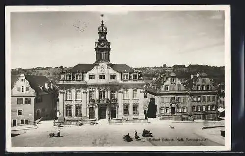 AK Schwäb. Hall, Rathausplatz aus der Vogelschau