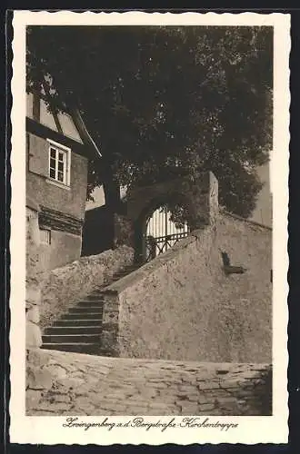 AK Zwingenberg / Bergstrasse, Partie an der Kirchentreppe