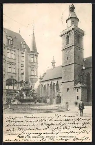 AK Erfurt, Monumentalbrunnen und Wigbertikirche