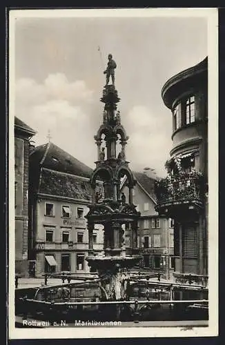 AK Rottweil a. N., Blick auf den Marktbrunnen