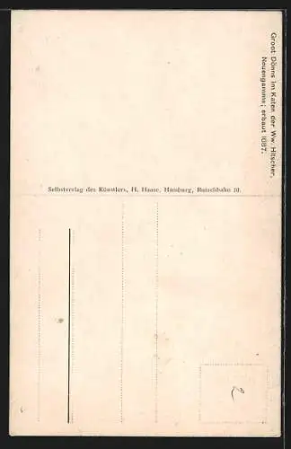 Künstler-AK Hamburg-Neuengamme, Groot Dönns, Kate der Witwe Hitscher, Erbaut 1687