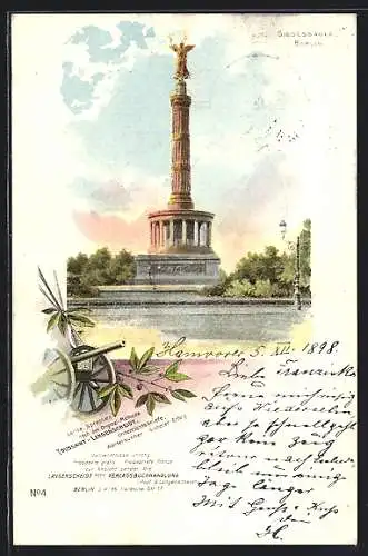 AK Berlin-Tiergarten, Siegessäule und Kanone