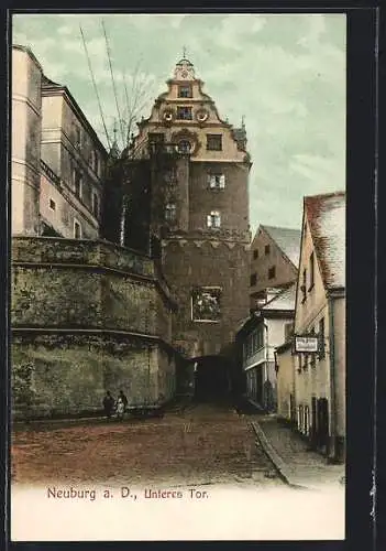 AK Neuburg / Donau, Unteres Tor mit Wolfg. Pilland Zinngiesserei