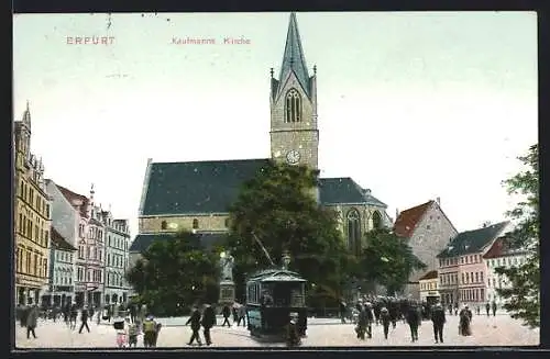 AK Erfurt, Kaufmannskirche mit Strassenbahn