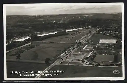 AK Stuttgart-Cannstatt, Stadion vom Flugzeug aus