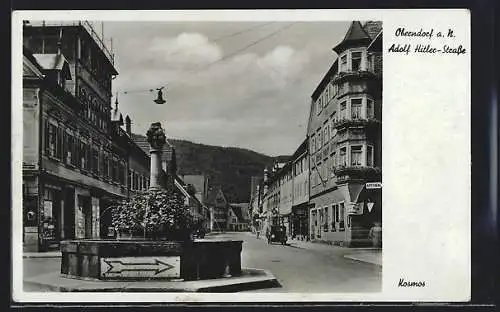 AK Oberndorf a. N., Strasse mit Brunnen