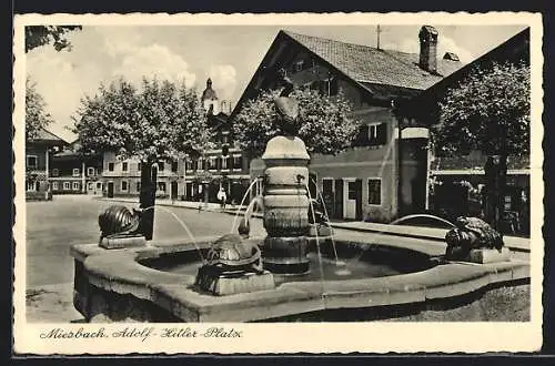 AK Miesbach, Platz mit Brunnen