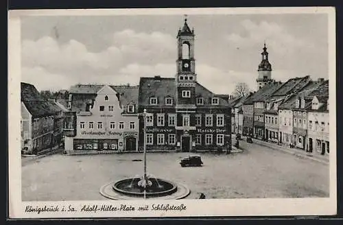 AK Königsbrück i. Sa., Platz mit Schlossstrasse