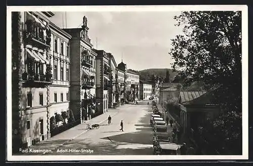 AK Bad Kissingen, Strasse mit Radfahrer