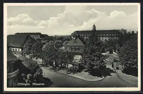 AK Ettlingen, Blick auf die Kaserne aus der Vogelschau