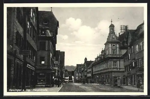 AK Geislingen / Steige, Hauptstrasse mit Cafés