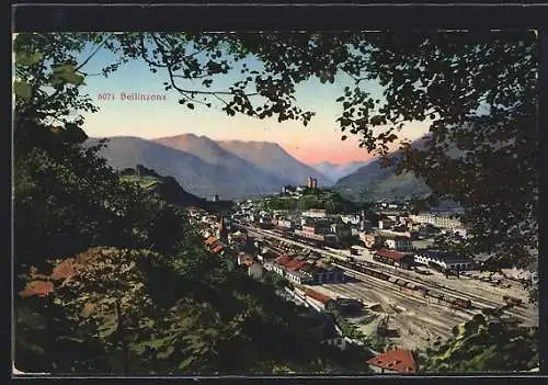 AK Bellinzona, Ortsansicht mit Bahnhof