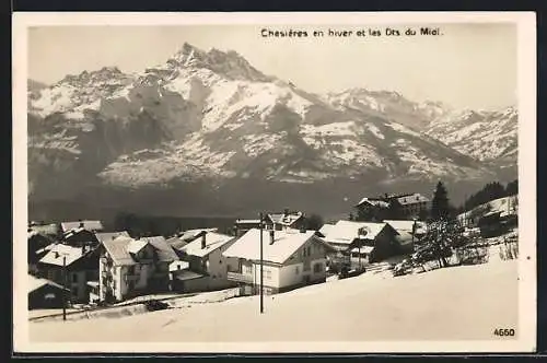 AK Chesières, Teilansicht im Winter, Dents du Midi