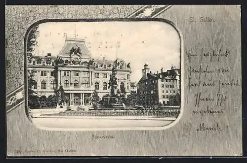 AK St. Gallen, Brunnen vor dem Bankverein