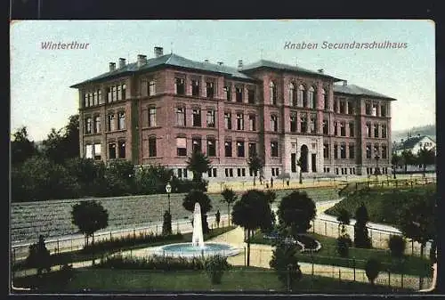 AK Winterthur, Knaben Secundarschulhaus mit Parkanlagen