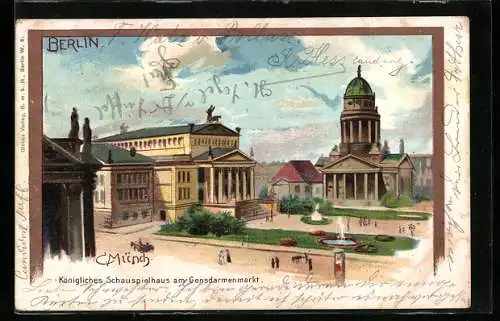 Künstler-AK Carl Münch: AK Berlin, Königliches Schauspielhaus am Gendarmenmarkt