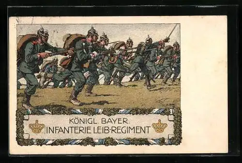 Künstler-AK Angelo Jank: Soldaten des Königl. Bayer. Infanterie Leib-Regiments