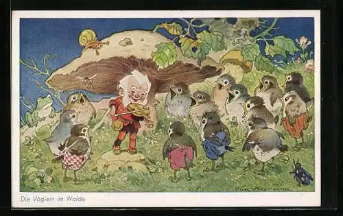 Künstler-AK Fritz Baumgarten: Die Vöglein im Walde, Wichtel