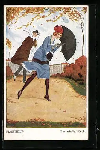 Künstler-AK Plantikow: Eine windige Sache