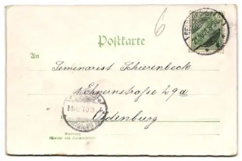 Kork-AK Ein Zug fährt auf Brücke über Fluss