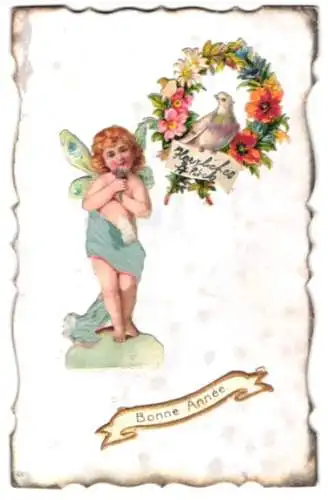 Oblaten-AK Kleine Fee und Taube