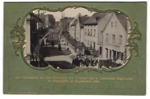 Präge-AK Waldsassen, Einmarsch der Truppen des 6. Infanterie Regiments im September 1901