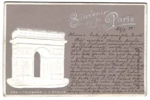 Präge-AK Paris, L`Arc de Triomphe de l`Etoile, Triumphbogen