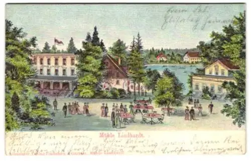 Relief-AK Naunhof / Mulde, Gasthaus Mühle Lindhardt