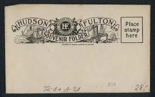 Klapp-AK Hudson & Fulton Souvenir Folder, The Landing of Hendrik Hudson, Statue of Liberty