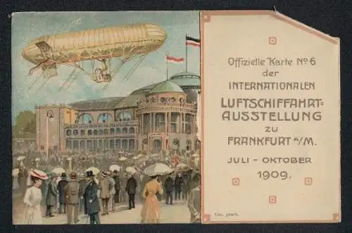 Mechanische-AK Frankfurt a. M., Internationale Luftschiffahrt-Ausstellung 1909, startender Ballon, Karte No. 6