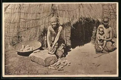 AK Native Woman Grinding Maize