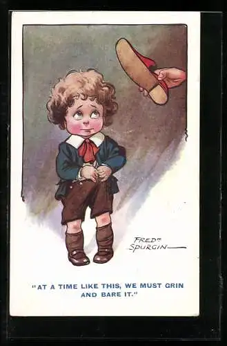 Künstler-AK Fred Spurgin: At A Time Like This We Must Grin And Bare It