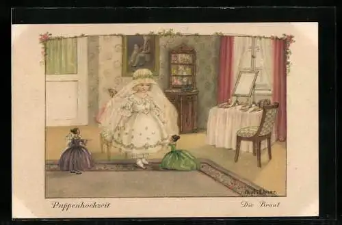 Künstler-AK Pauli Ebner: Puppenhochzeit, die schöne Braut