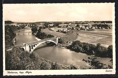 AK Illerbeuren /bayr. Allgäu, Flusspartie mit Brücke