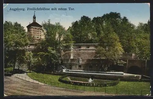 AK Augsburg, Freilichtbühne mit rotem Tor