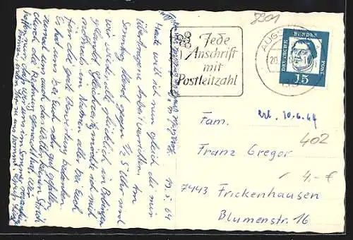 AK Bobingen bei Augsburg, Baumblüte vor der Kirche