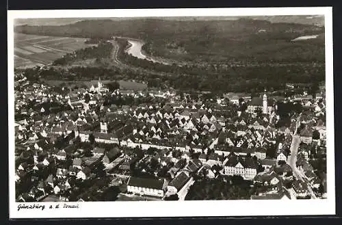 AK Günzburg a. d. Donau, Teilansicht aus der Vogelschau