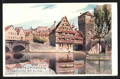 AK Nürnberg, Maxbrücke mit Burg