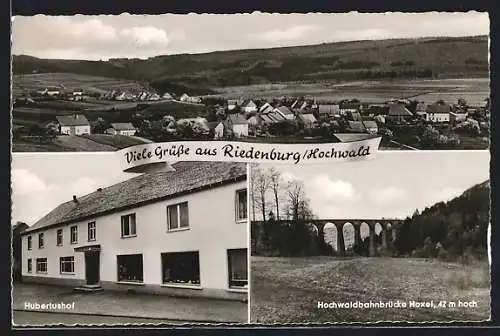 AK Hoxel / Hunsrück, Hotel Hubertushof, Hochwaldbahnbrücke Hoxel, Teilansicht