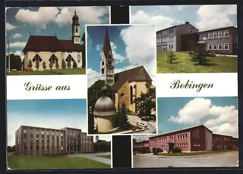 AK Bobingen, Kirche, Rathaus, Gebäudeansicht