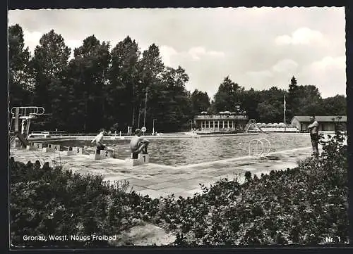 AK Gronau /Westf., Badegäste im neuen Freibad