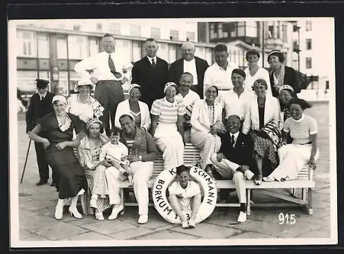 Foto-AK Borkum, Gruppenfoto von Ausflüglern