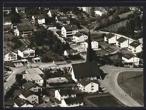 AK Leinfelden-Oberaichen, Die Evangelische Friedenskirche, Fliegeraufnahme