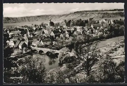 AK Jagsthausen, Ortsansicht mit der Flussbrücke