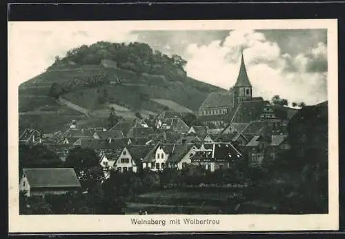 AK Weinsberg, Ortsansicht mit Kirche und Weibertreu