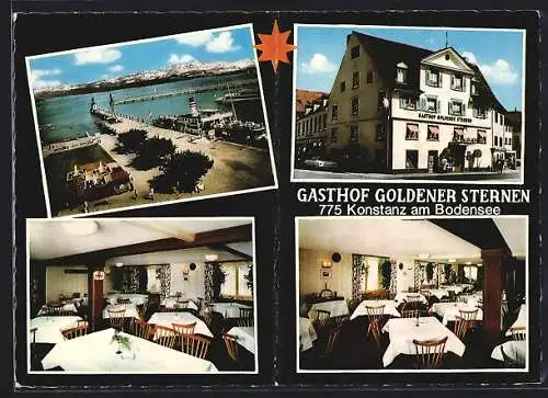 AK Konstanz am Bodensee, Gasthof Goldener Sternen mit Speisesaal, Inh. Slobodan Lukenic, Hafenblick