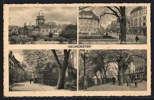 AK Neumünster, Vicelin-Kirche, Strasse am Martin Martens-Platz, Lütjenstrasse