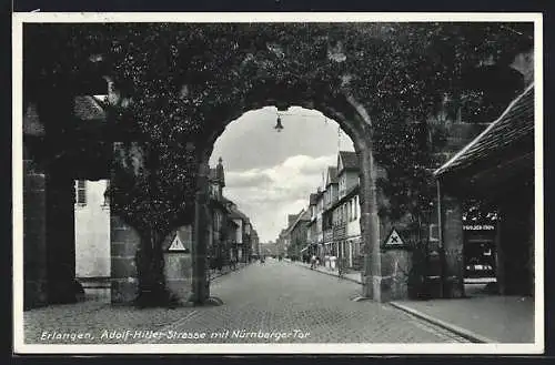 AK Erlangen, Strasse mit Nürnberger Tor