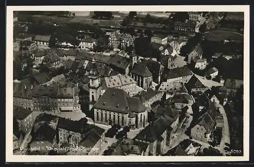 AK Wunsiedel, Ortspanorama mit Stadtkirche, Fliegeraufnahme