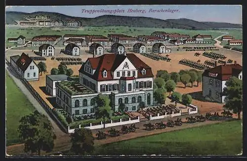 Künstler-AK Heuberg, Truppenübungsplatz, Barackenlager